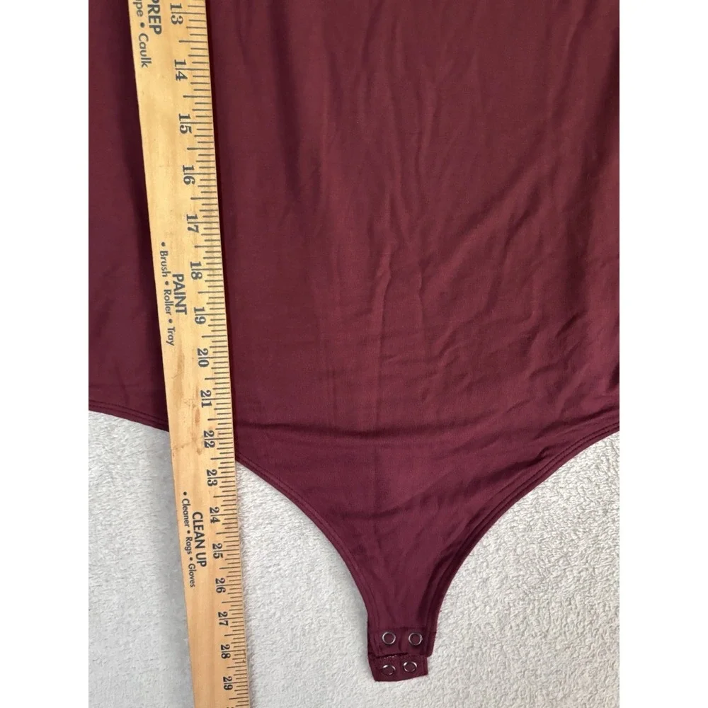 Express NWT Women L 2 Piece Lot Fushia Ribbed Knit Top Burgundy Bodysuit 0814